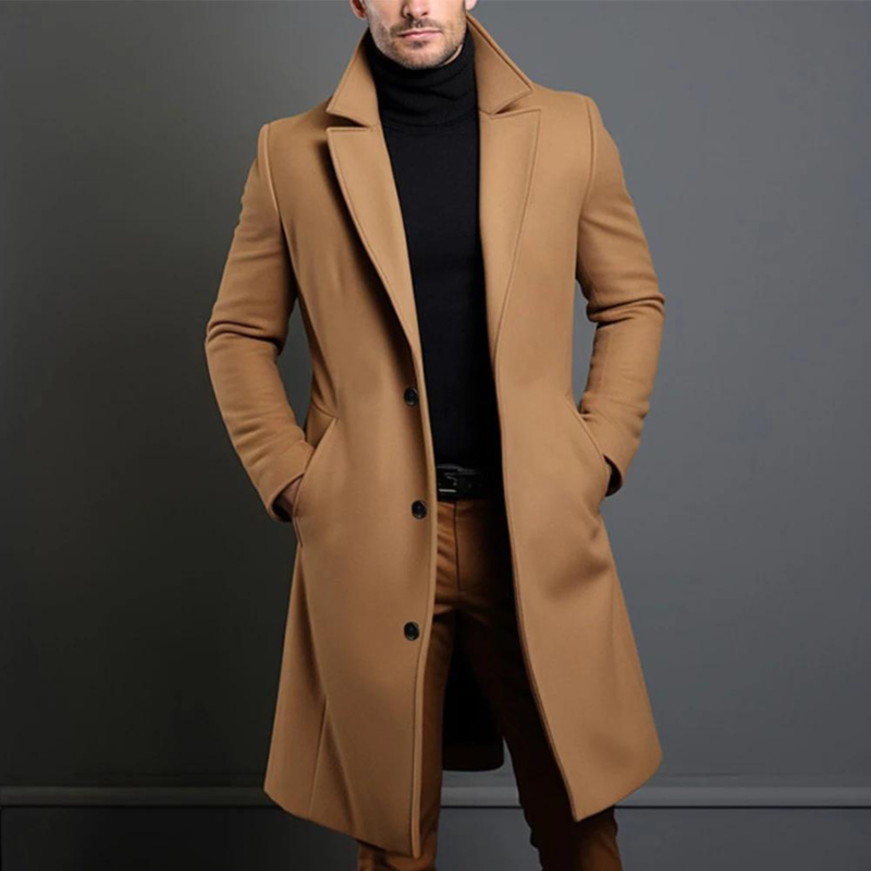 Men's Wool Coat Slim Fit | Long Tailored Winter Coat