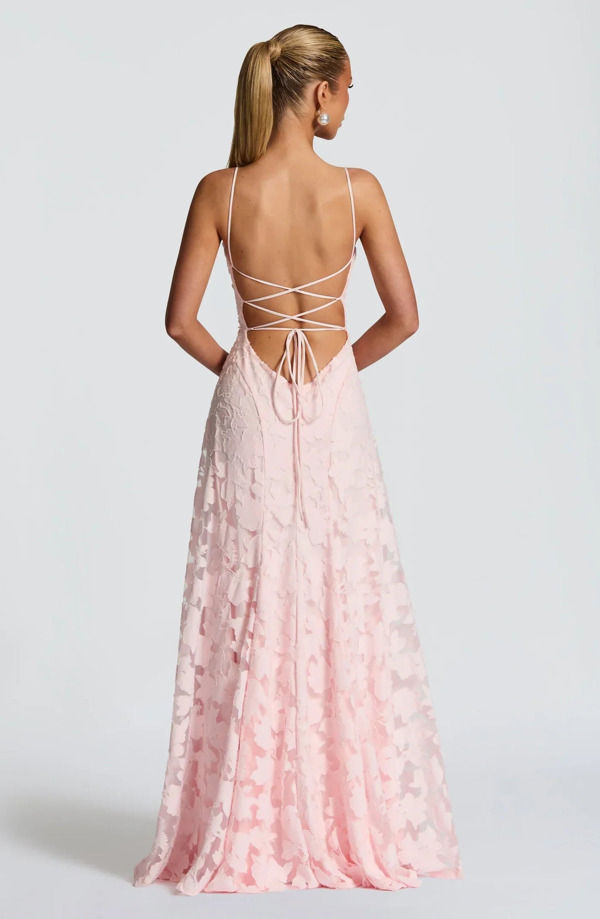 Burgundy Jacquard Maxi Gown – Women's Evening Dress