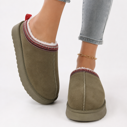Women's Fur Lined Winter Slippers – Cozy Slip On House Shoes
