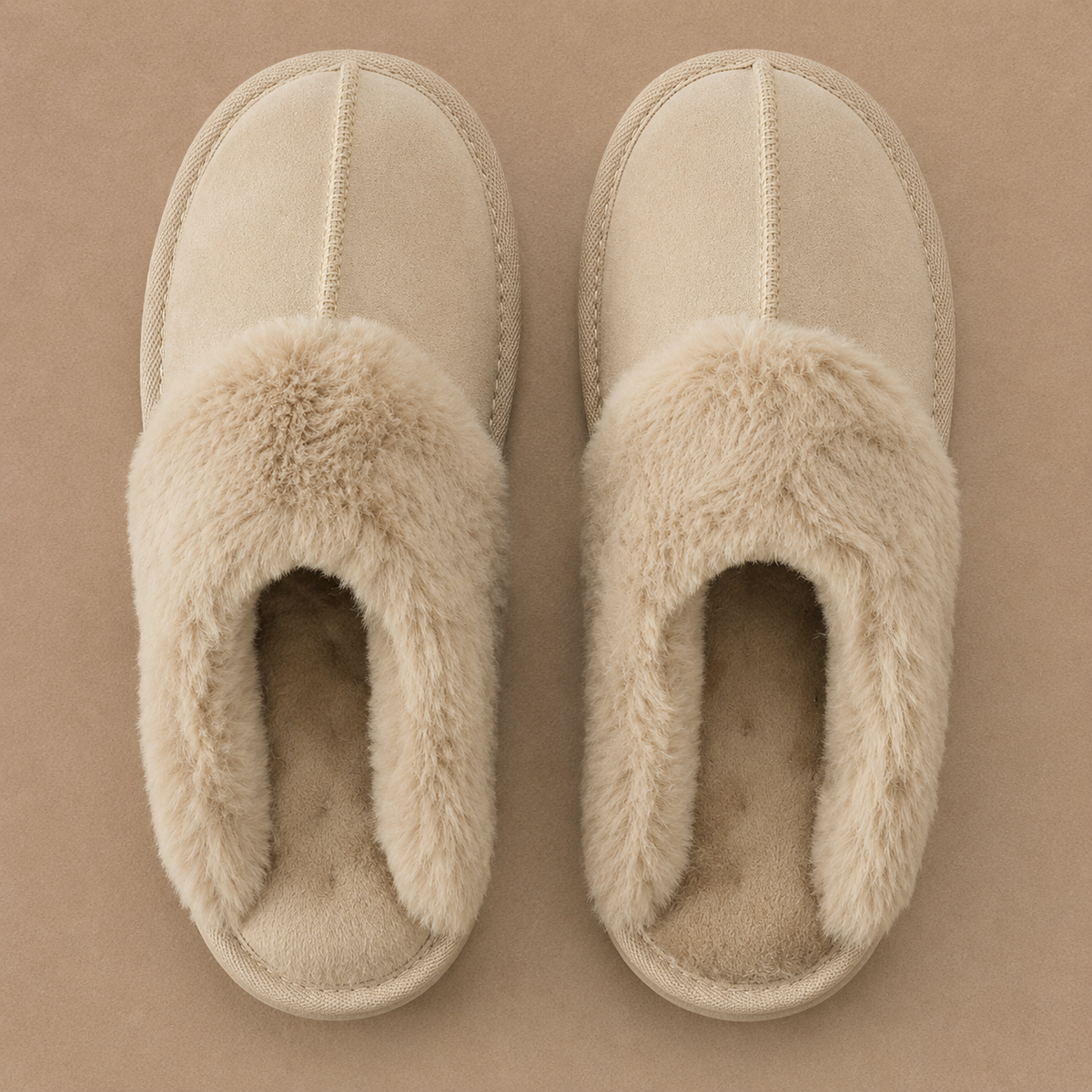 Women's Suede Mule Slippers with Faux Fur Lining – Cozy House Shoes