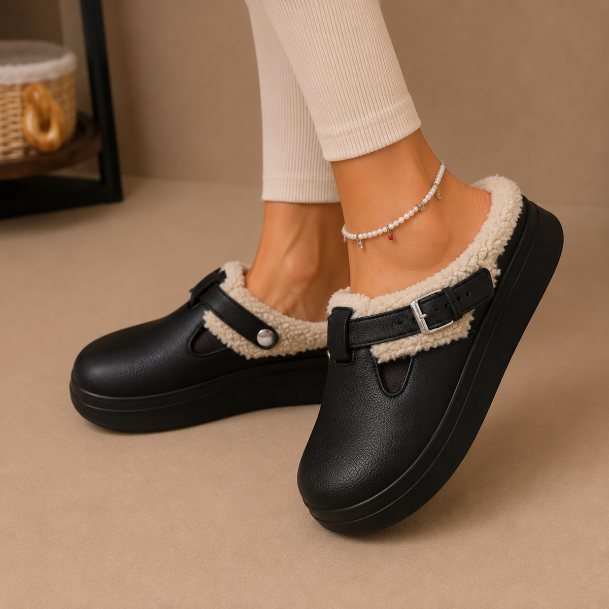 Women's Fleece Lined Slippers – Cushioned Slip-On Comfort