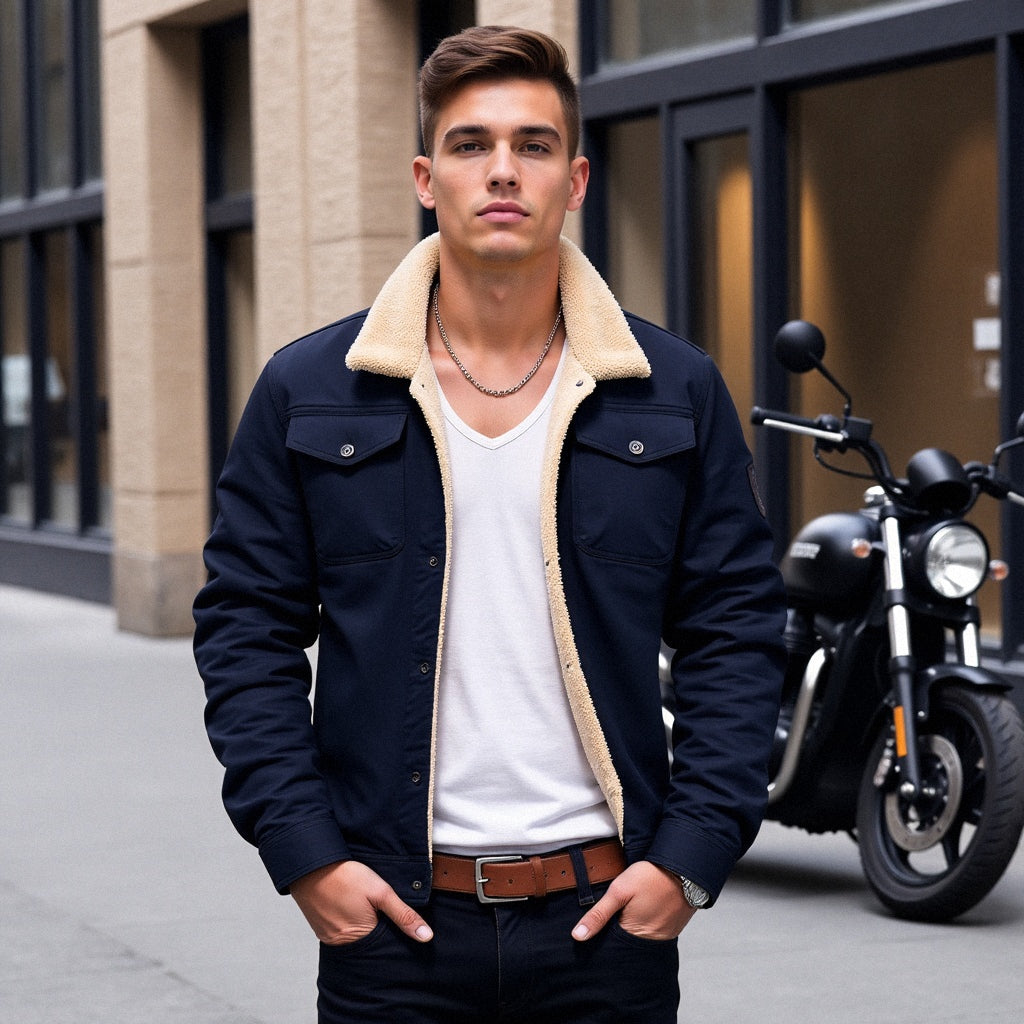 Sherpa-Lined Men's Winter Jacket – Oliver Warm Coat