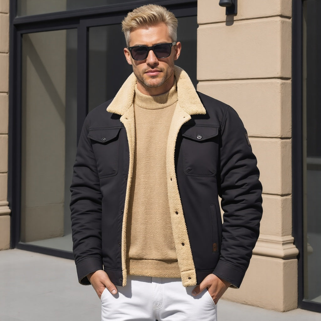 Sherpa-Lined Men's Winter Jacket – Oliver Warm Coat