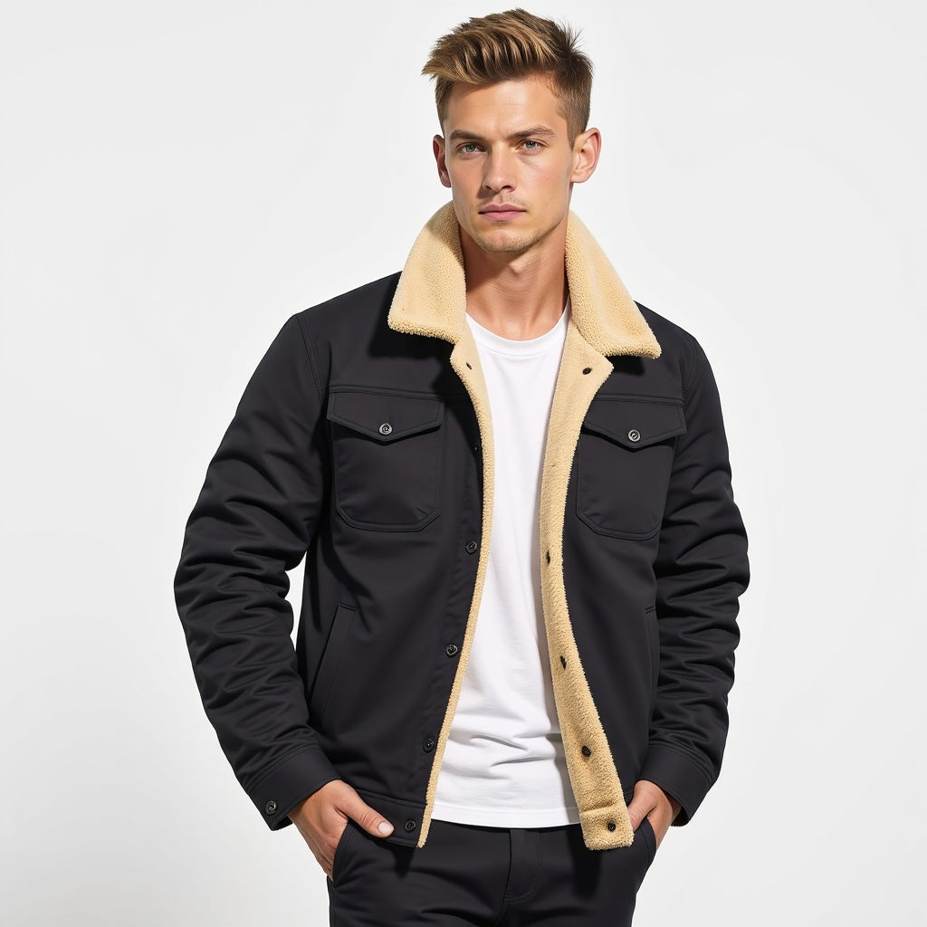 Sherpa-Lined Men's Winter Jacket – Oliver Warm Coat