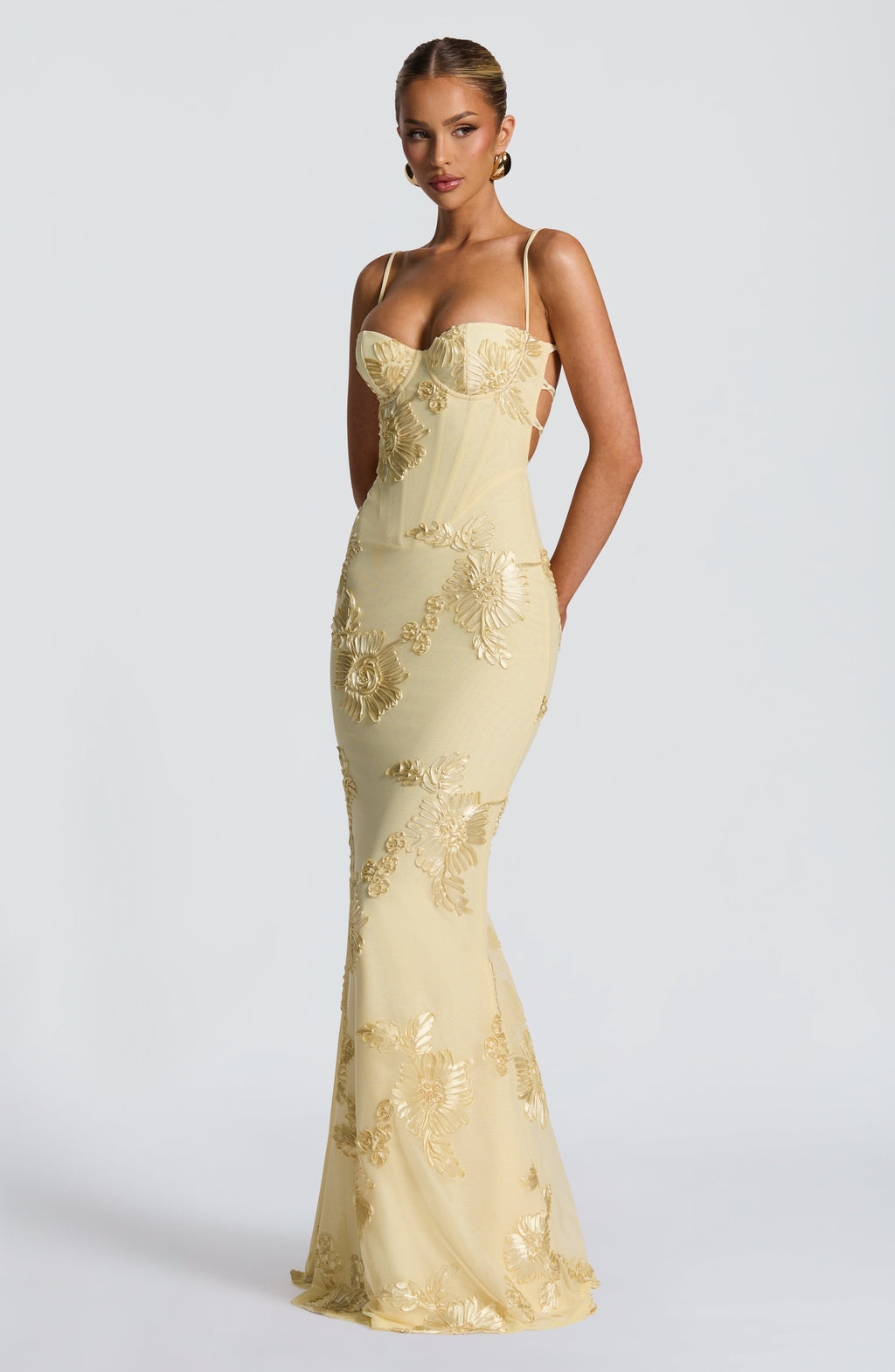 Floral Corset Gown – Women's Evening Dress with Appliqué