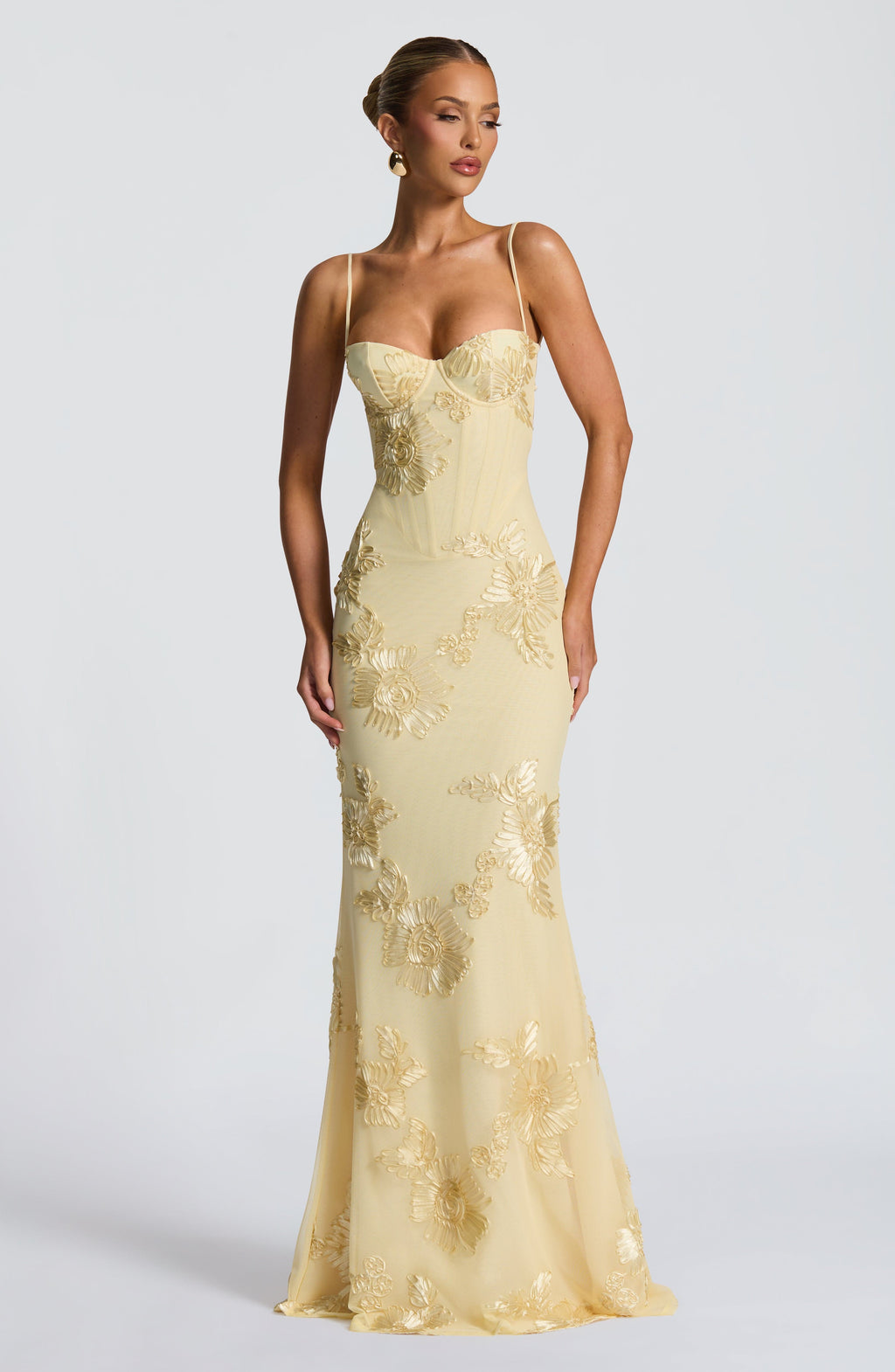 Floral Corset Gown – Women's Evening Dress with Appliqué