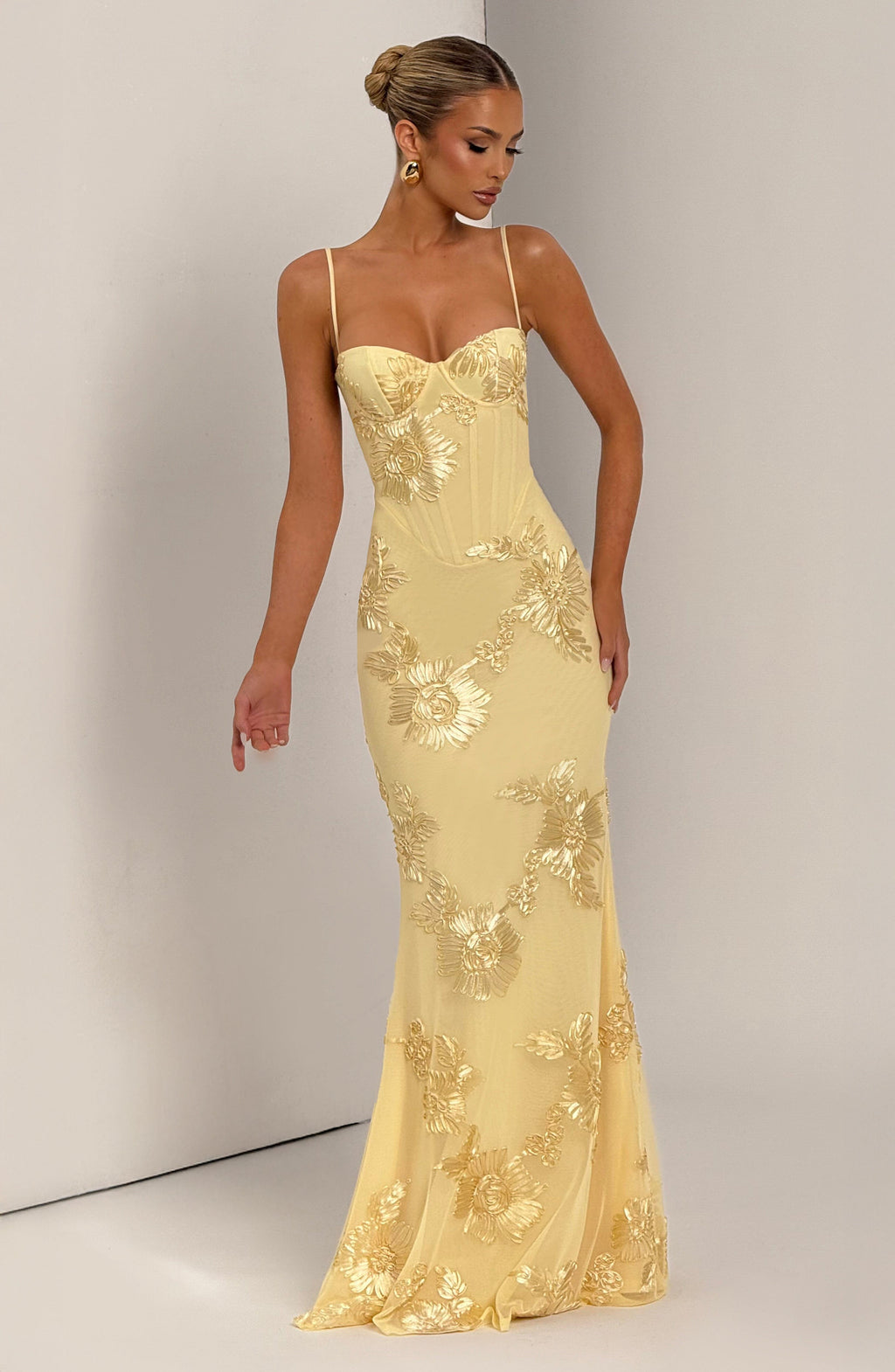 Floral Corset Gown – Women's Evening Dress with Appliqué