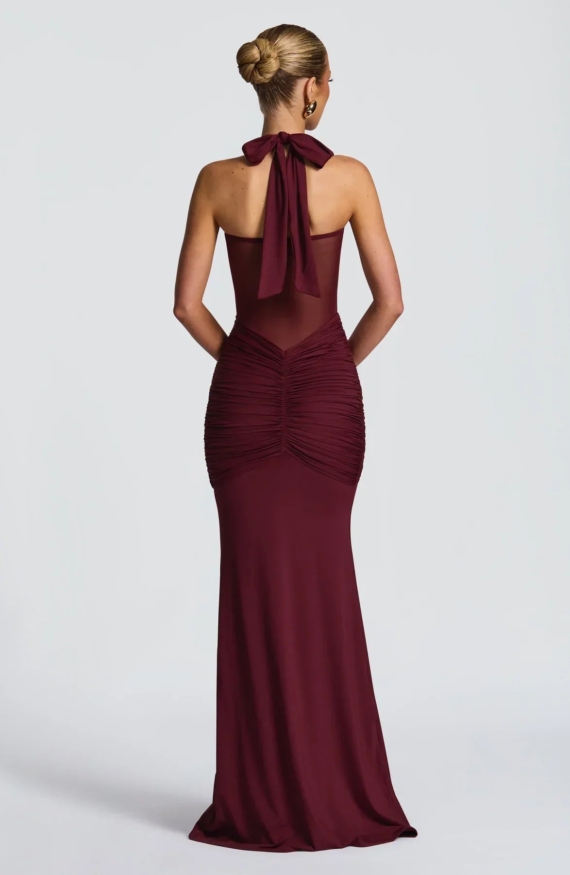 Satin Halterneck Maxi Gown in Pastel – Aurora Evening Dress