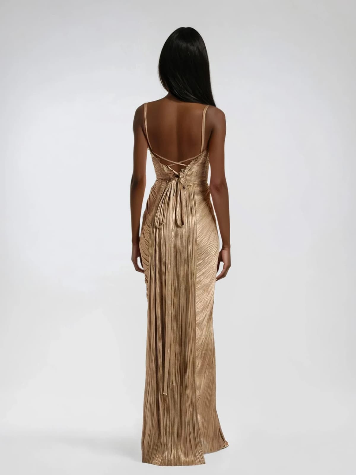 Metallic Corset Maxi Dress for Women – Evening Gown