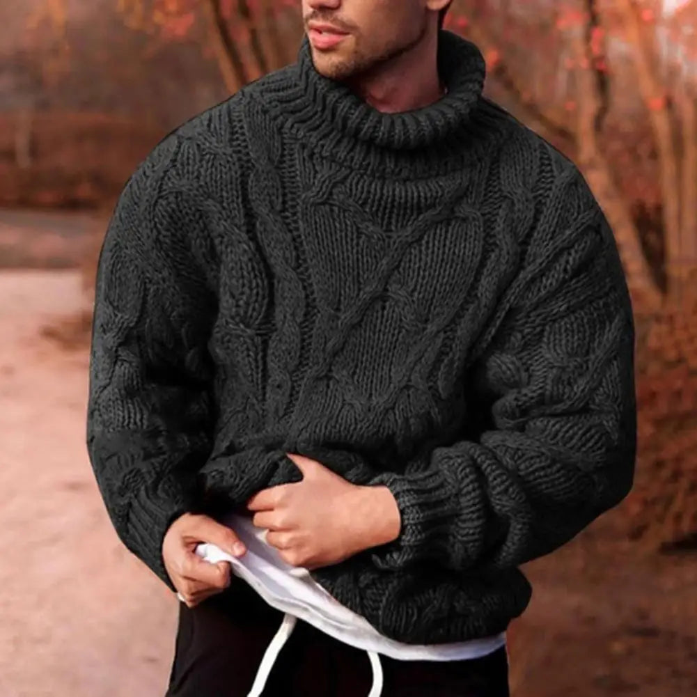 Men's Chunky Cable Knit High Neck Winter Sweater | Dominic