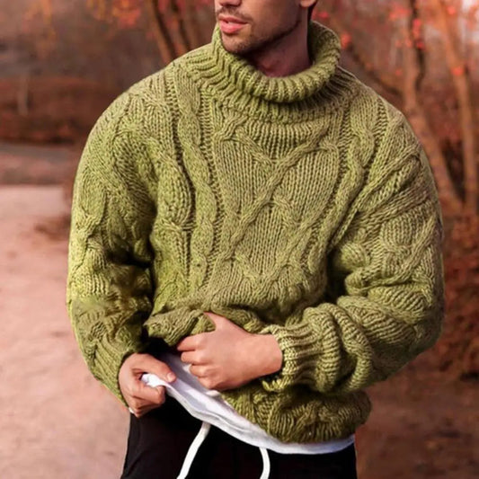 Men's Chunky Cable Knit High Neck Winter Sweater | Dominic