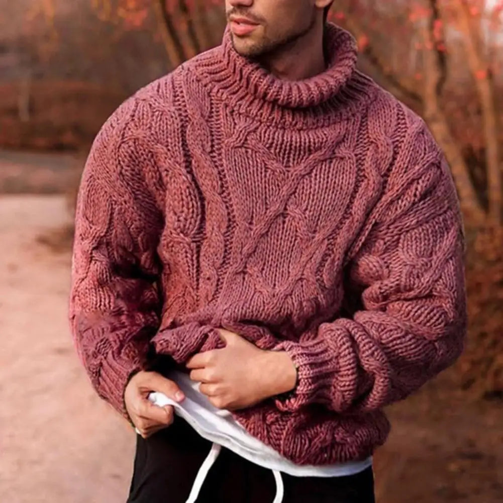 Men's Chunky Cable Knit High Neck Winter Sweater | Dominic