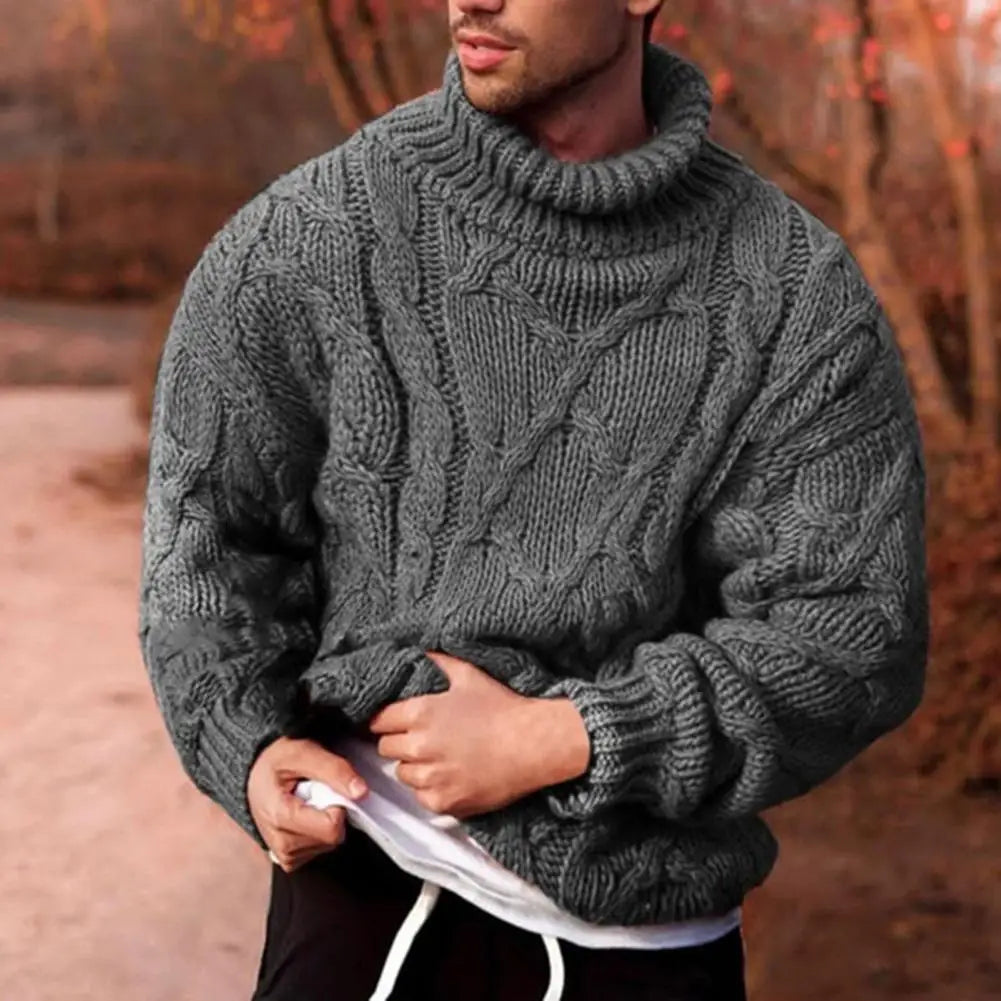 Men's Chunky Cable Knit High Neck Winter Sweater | Dominic