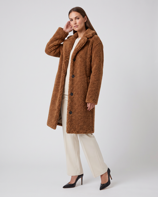 Women's Teddy Coat Brown – Soft Sherpa Winter Outerwear