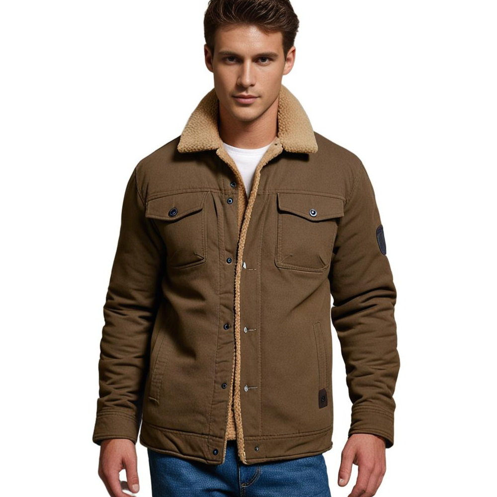 Sherpa-Lined Men's Winter Jacket – Oliver Warm Coat