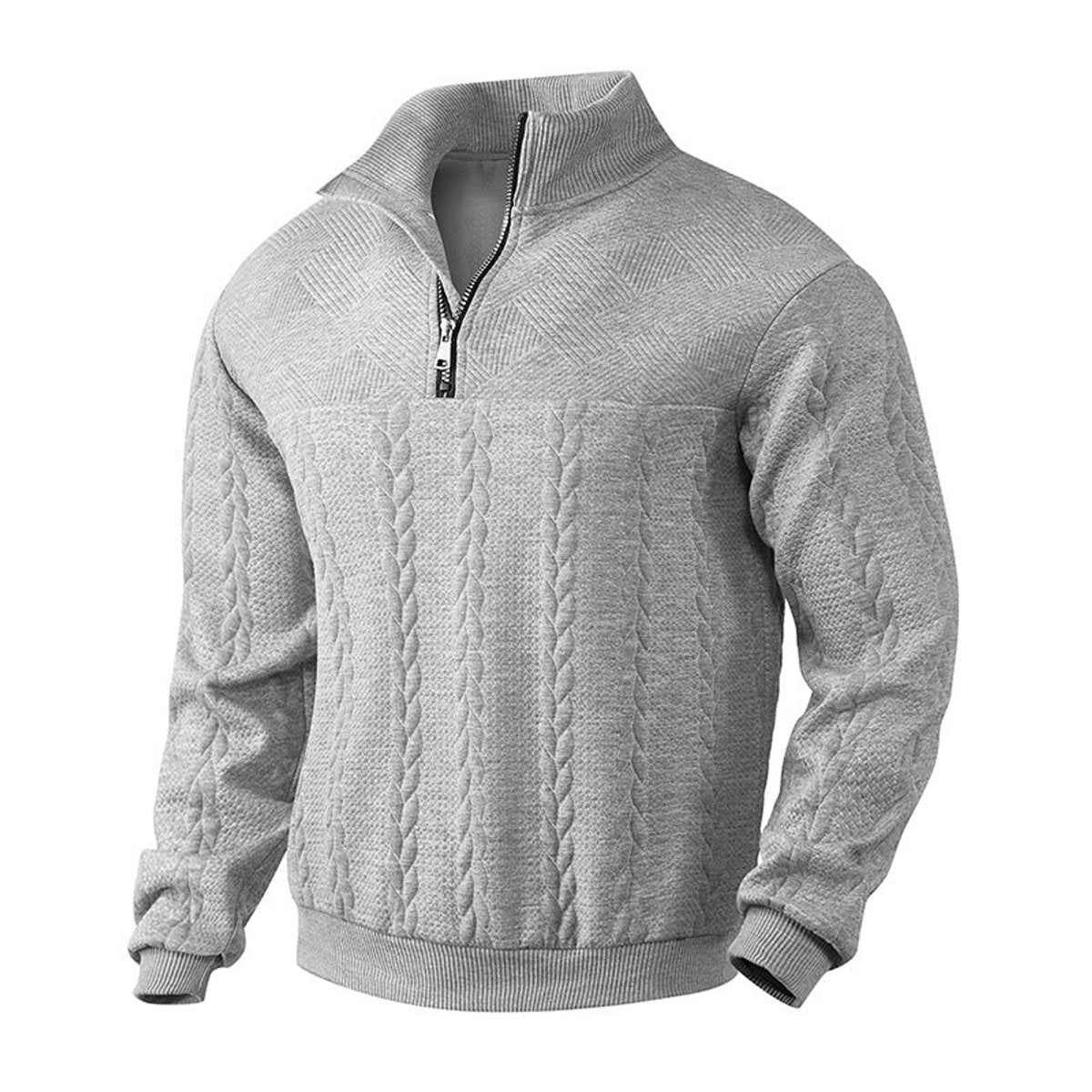 Men's Cable Knit Quarter-Zip Sweater | Premium Pullover Jumper