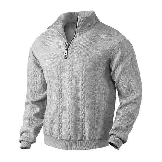 Men's Cable Knit Quarter-Zip Sweater | Premium Pullover Jumper
