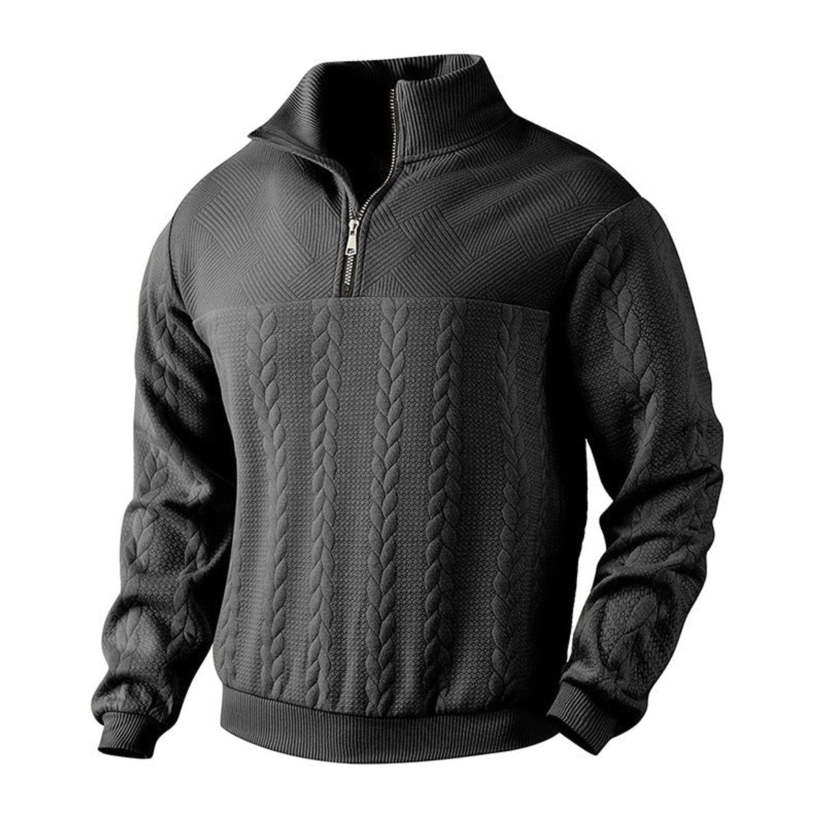 Men's Cable Knit Quarter-Zip Sweater | Premium Pullover Jumper