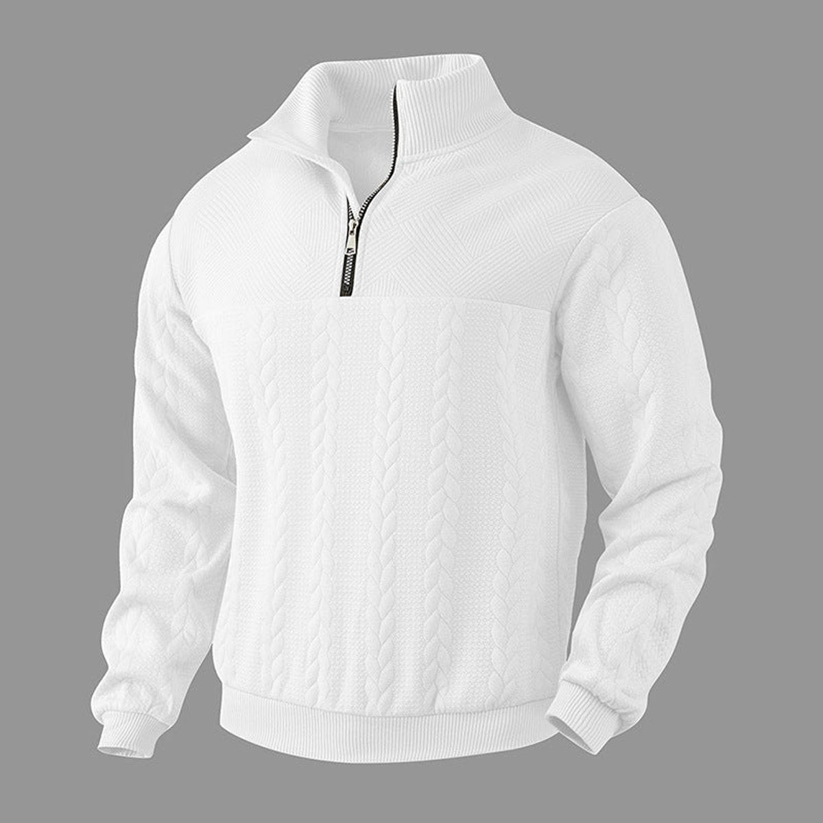 Men's Cable Knit Quarter-Zip Sweater | Premium Pullover Jumper