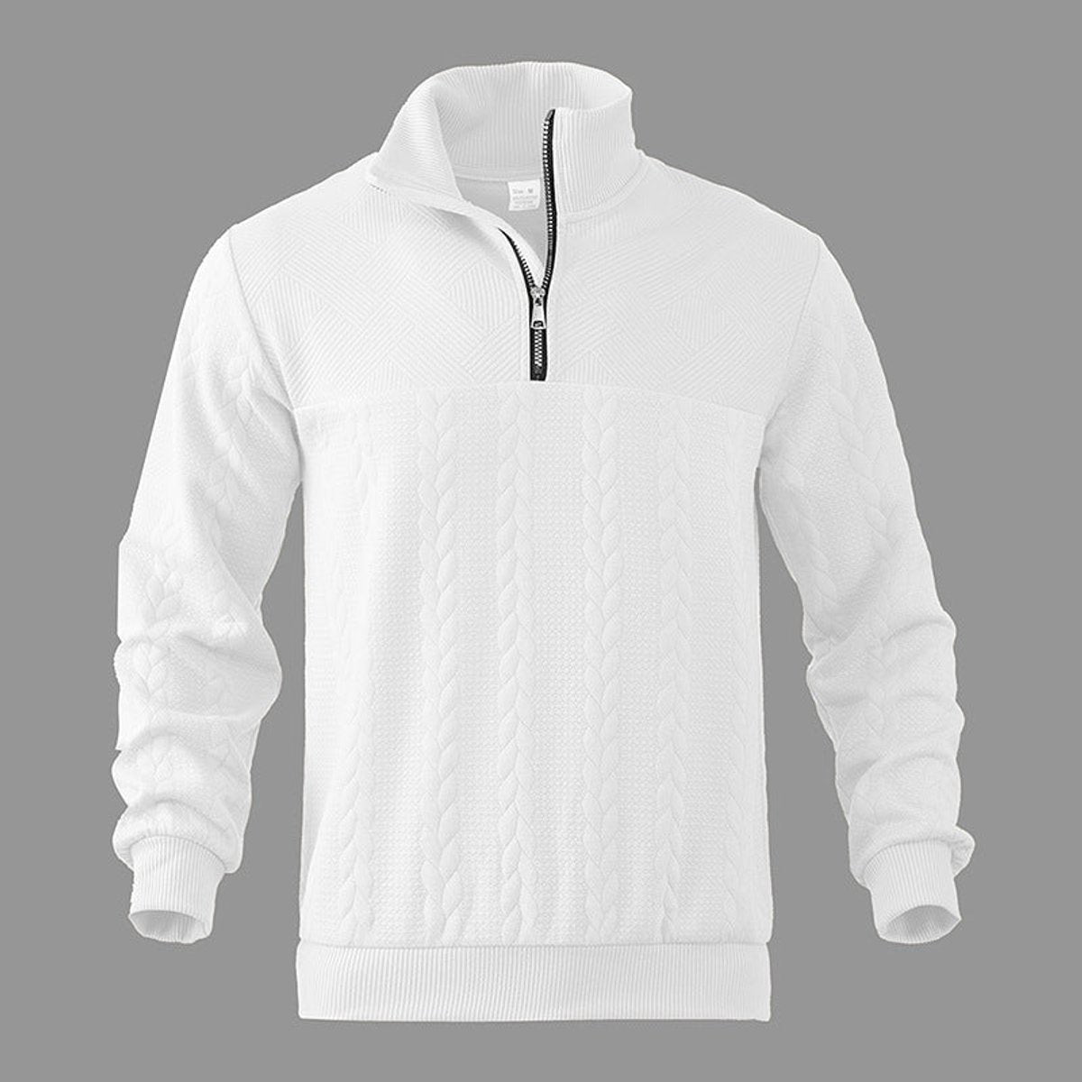 Men's Cable Knit Quarter-Zip Sweater | Premium Pullover Jumper