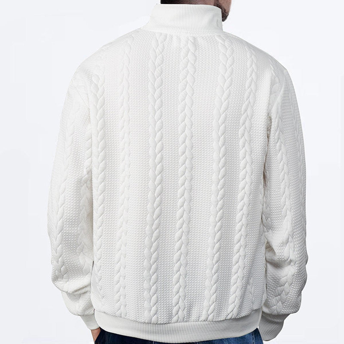 Men's Cable Knit Quarter-Zip Sweater | Premium Pullover Jumper