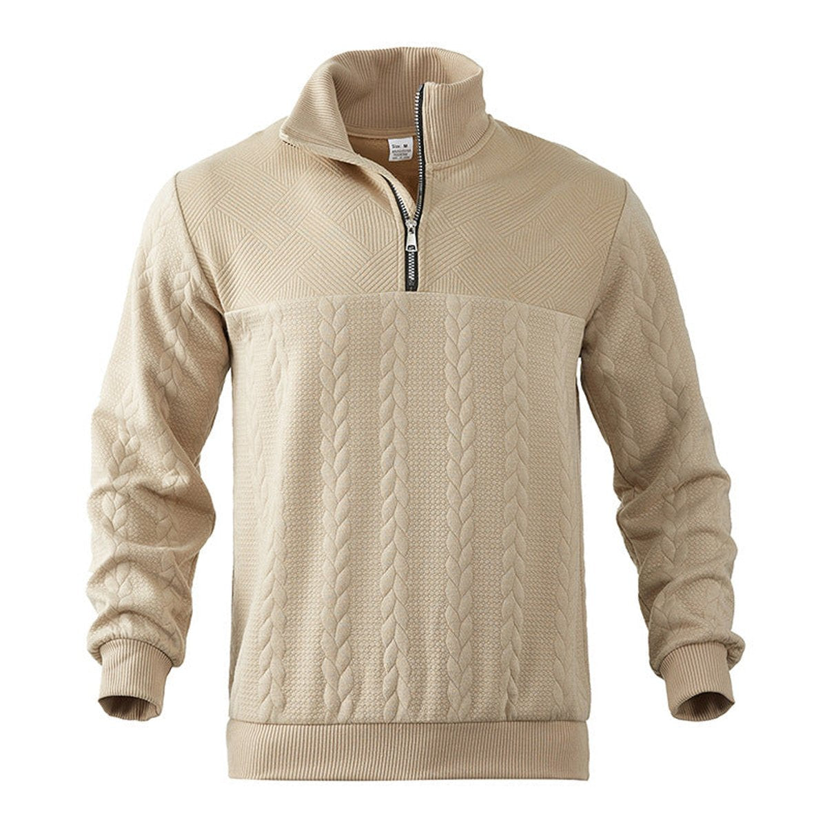 Men's Cable Knit Quarter-Zip Sweater | Premium Pullover Jumper