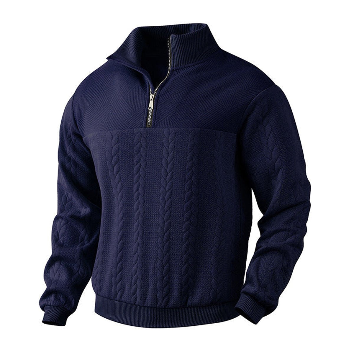 Men's Cable Knit Quarter-Zip Sweater | Premium Pullover Jumper