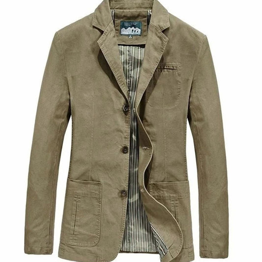 Cotton Men's Casual Blazer – Lightweight Tailored Notch Lapel
