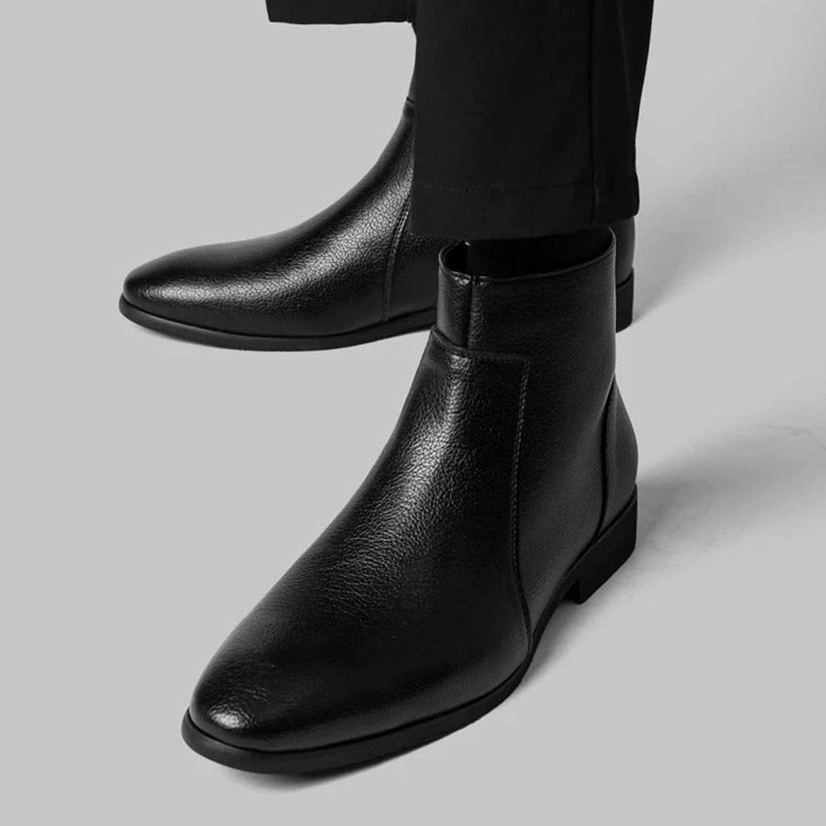 Men's Pointed-Toe Side-Zip Leather Boots | William
