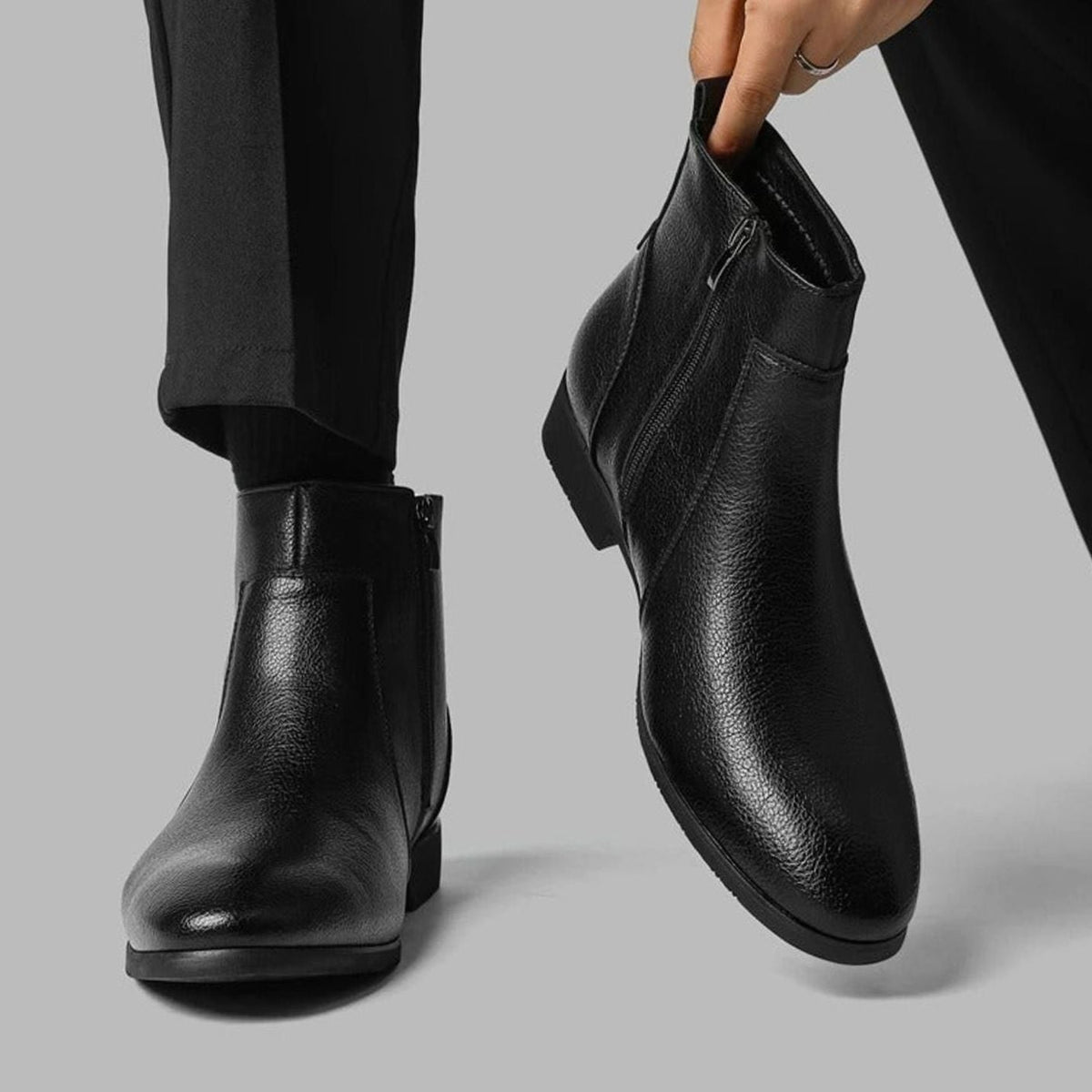 Men's Pointed-Toe Side-Zip Leather Boots | William
