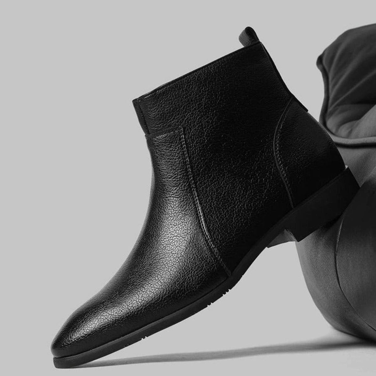 Men's Pointed-Toe Side-Zip Leather Boots | William