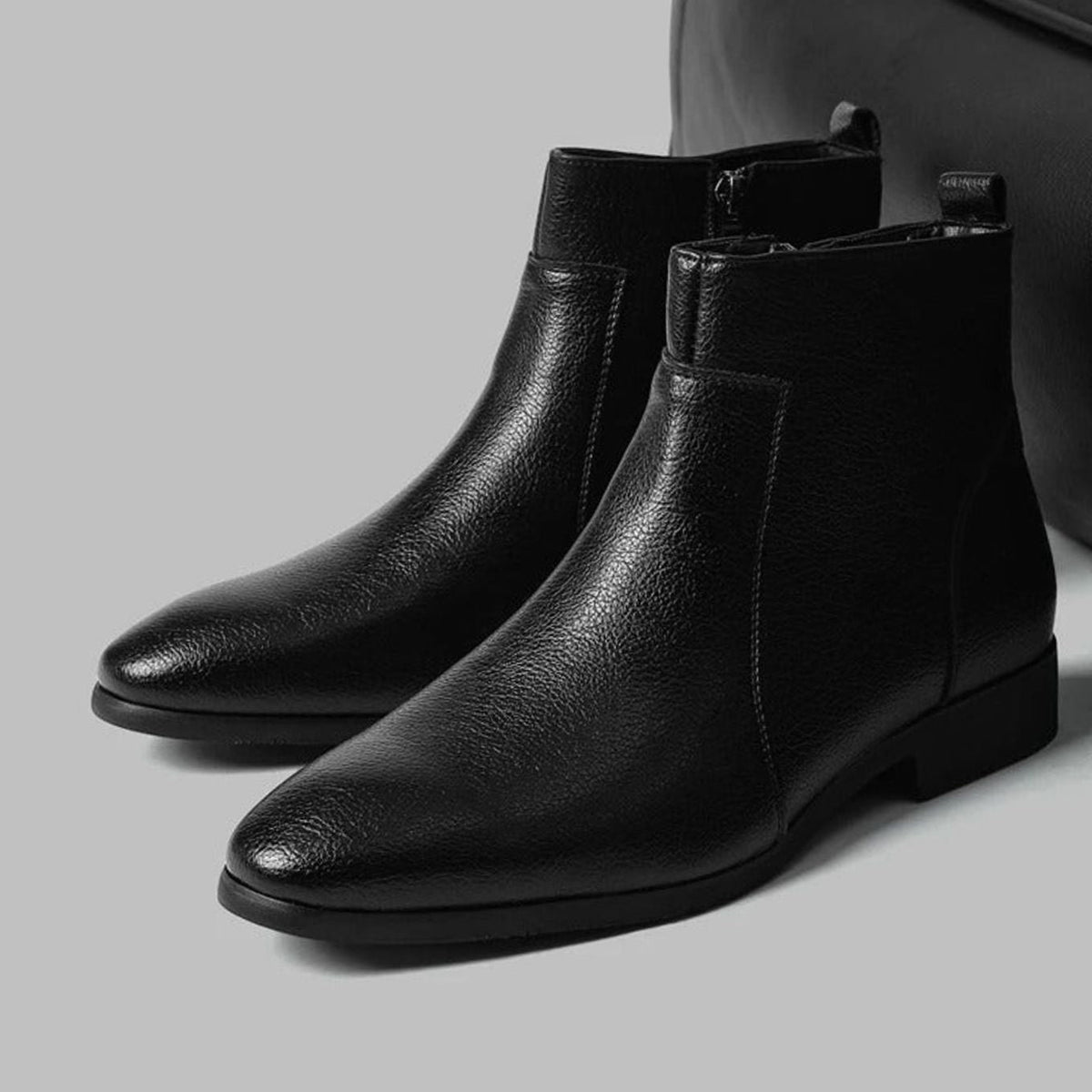 Men's Pointed-Toe Side-Zip Leather Boots | William