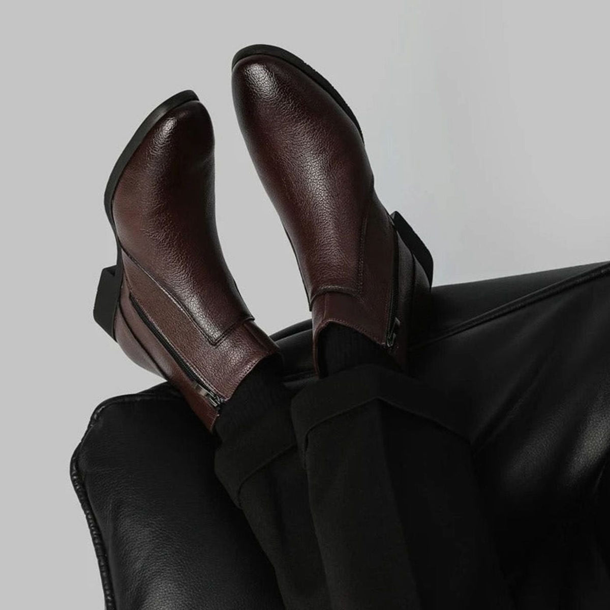 Men's Pointed-Toe Side-Zip Leather Boots | William