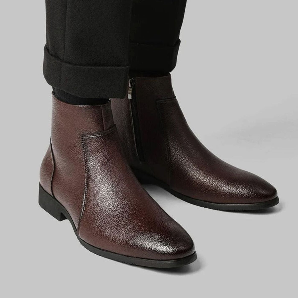 Men's Pointed-Toe Side-Zip Leather Boots | William