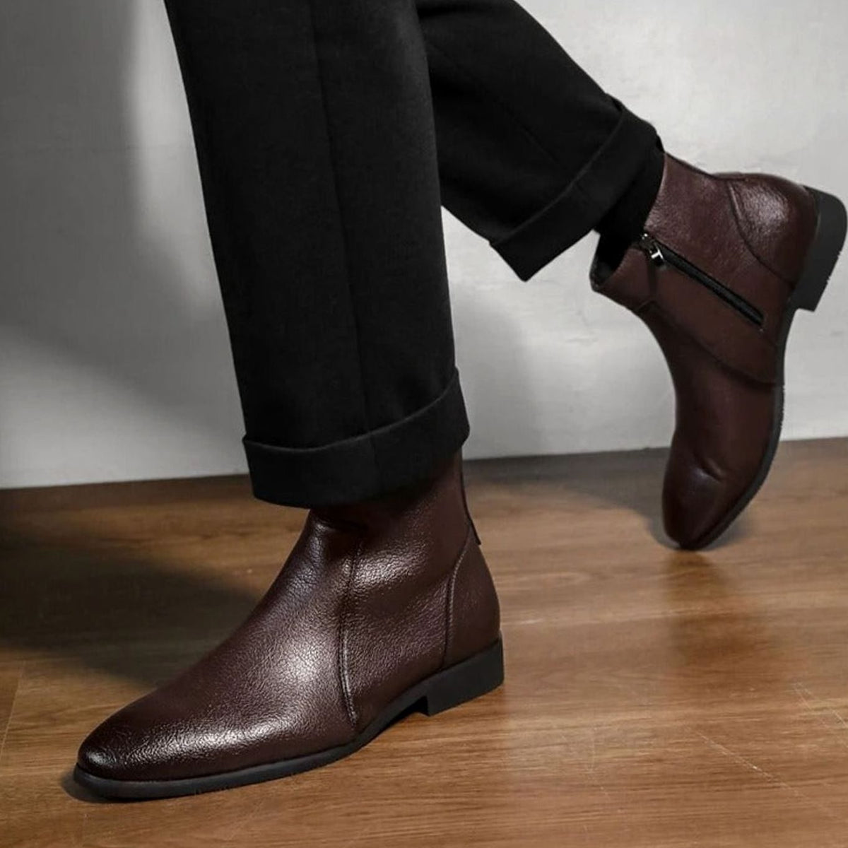 Men's Pointed-Toe Side-Zip Leather Boots | William