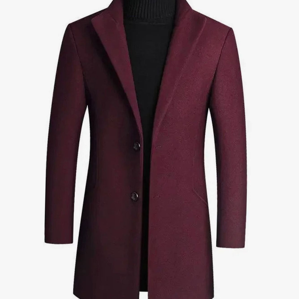 Wool Blend Men's Slim-Fit Winter Coat with Notch Lapel