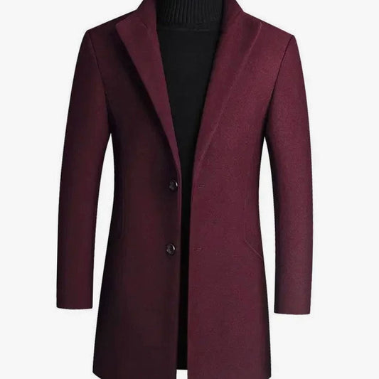 Wool Blend Men's Slim-Fit Winter Coat with Notch Lapel