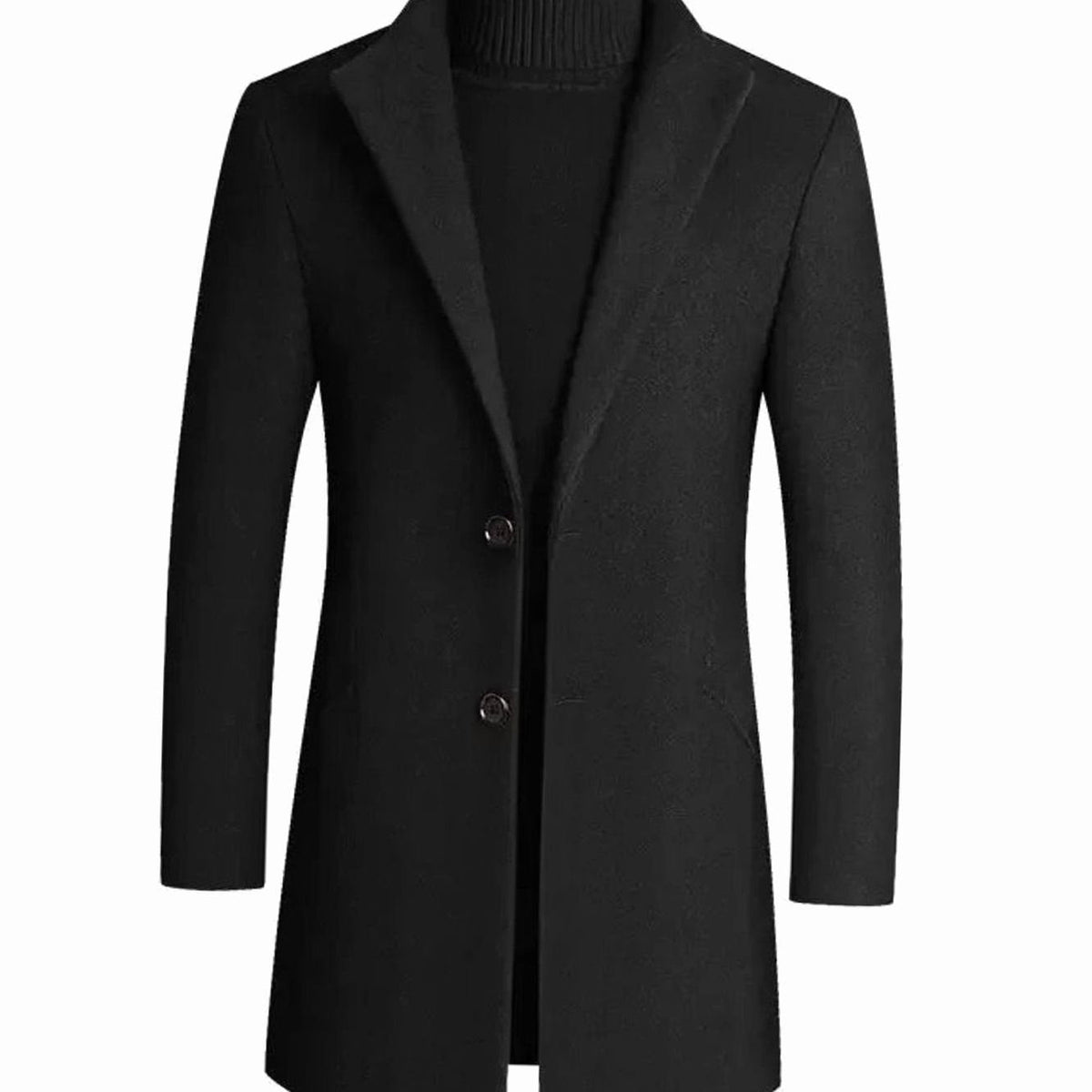 Wool Blend Men's Slim-Fit Winter Coat with Notch Lapel