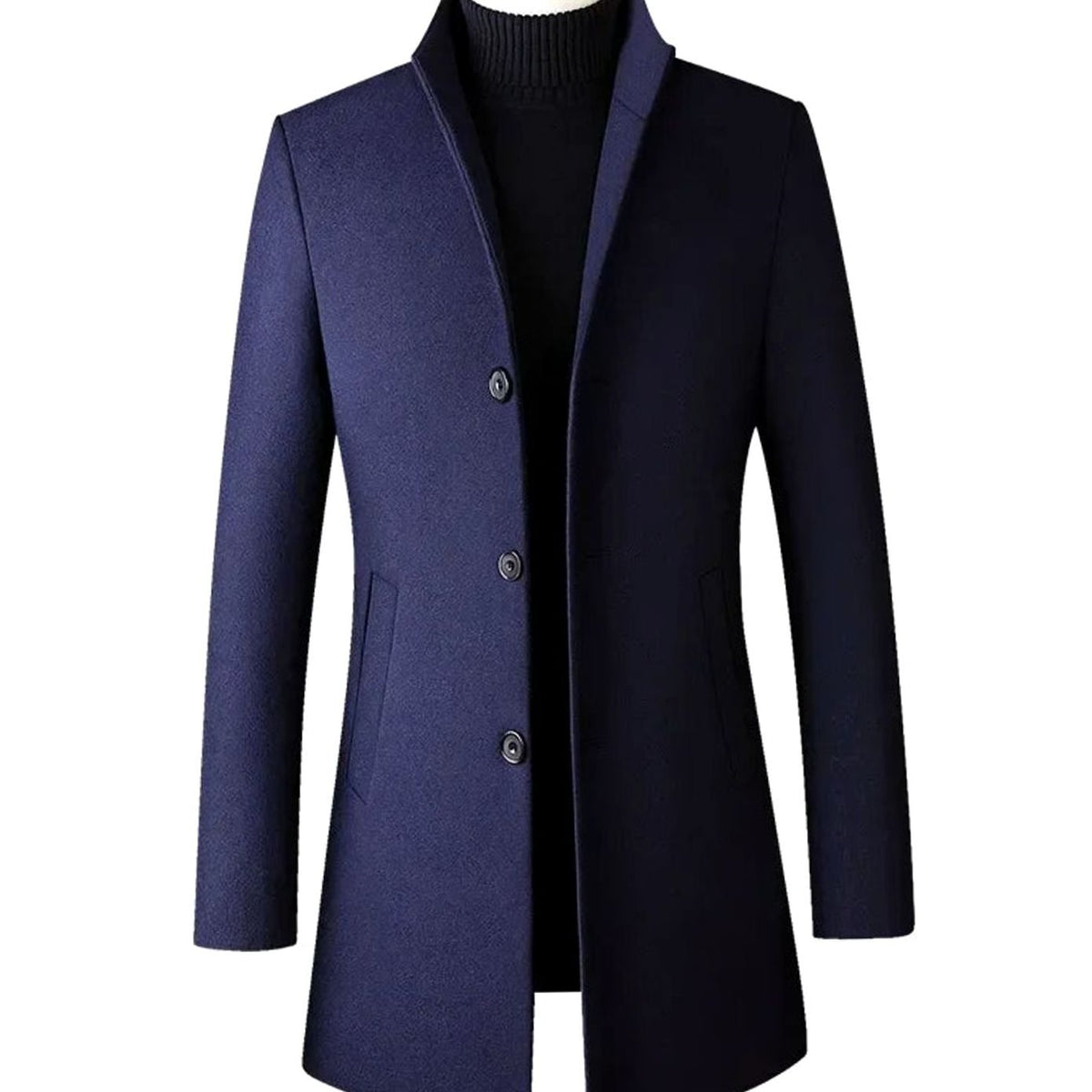 Wool Blend Men's Slim-Fit Winter Coat with Notch Lapel