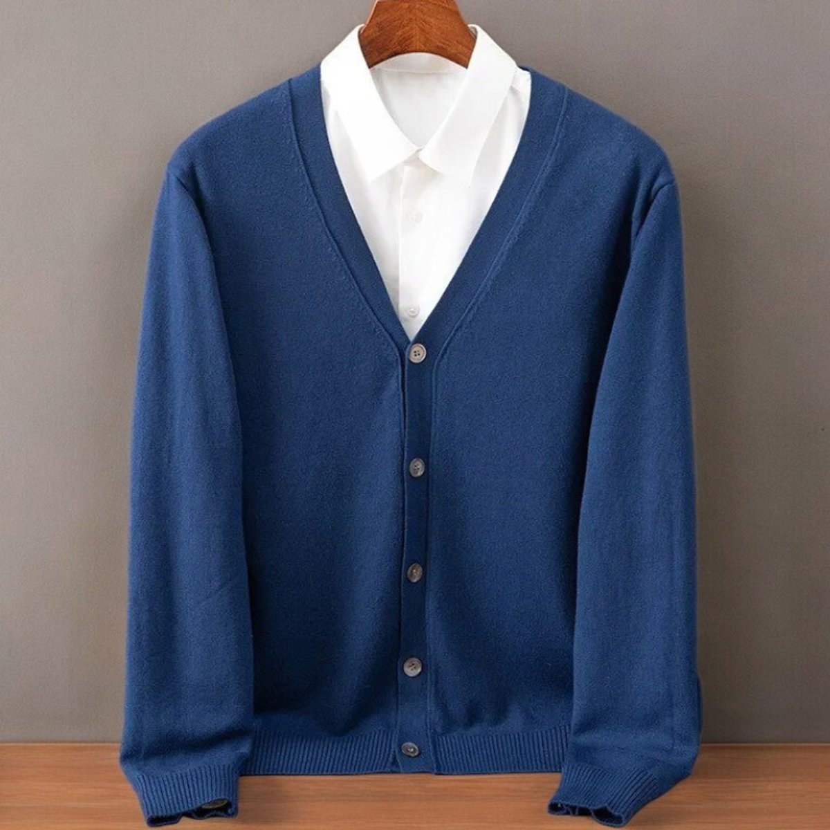 Men's Cashmere Blend V-Neck Cardigan Button-Up Jumper