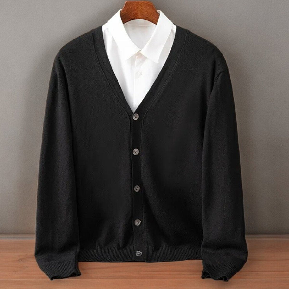 Men's Cashmere Blend V-Neck Cardigan Button-Up Jumper