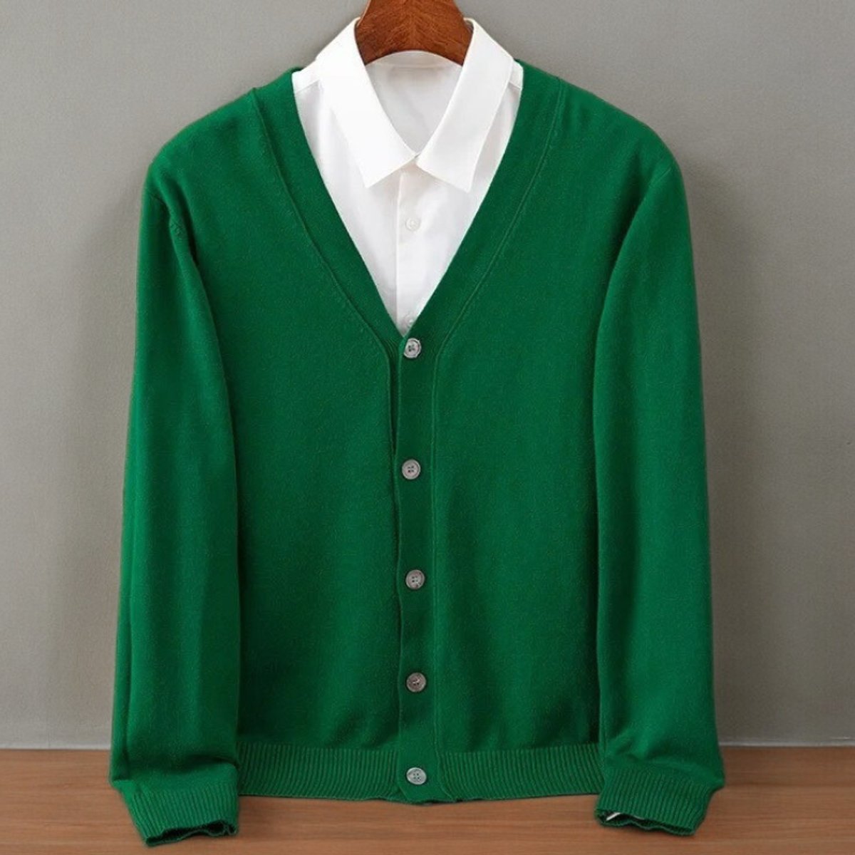 Men's Cashmere Blend V-Neck Cardigan Button-Up Jumper