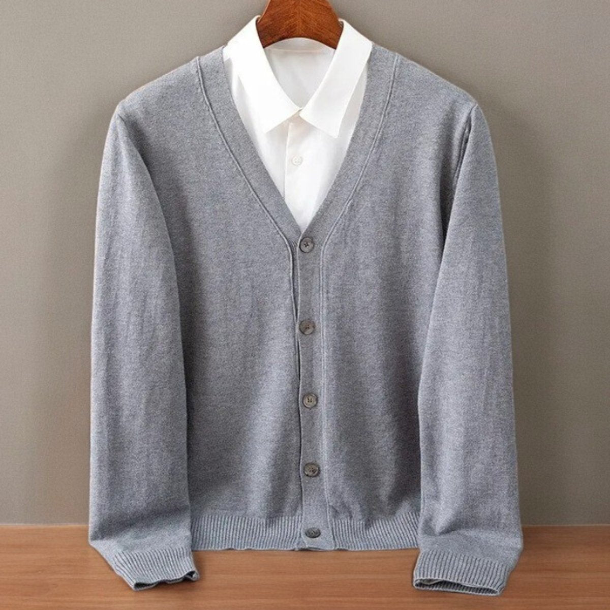 Men's Cashmere Blend V-Neck Cardigan Button-Up Jumper