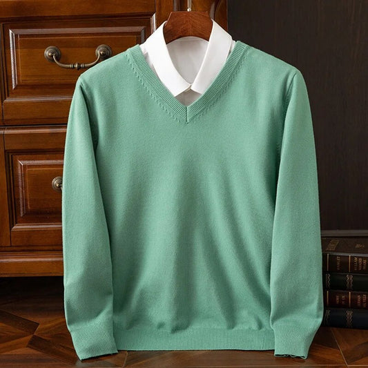Cashmere Blend Mens V-Neck Knit Jumper | William
