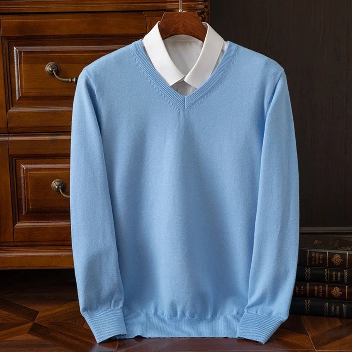 Cashmere Blend Mens V-Neck Knit Jumper | William