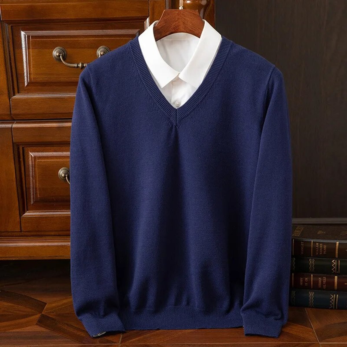 Cashmere Blend Mens V-Neck Knit Jumper | William