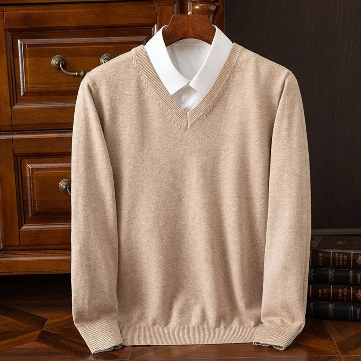Cashmere Blend Mens V-Neck Knit Jumper | William