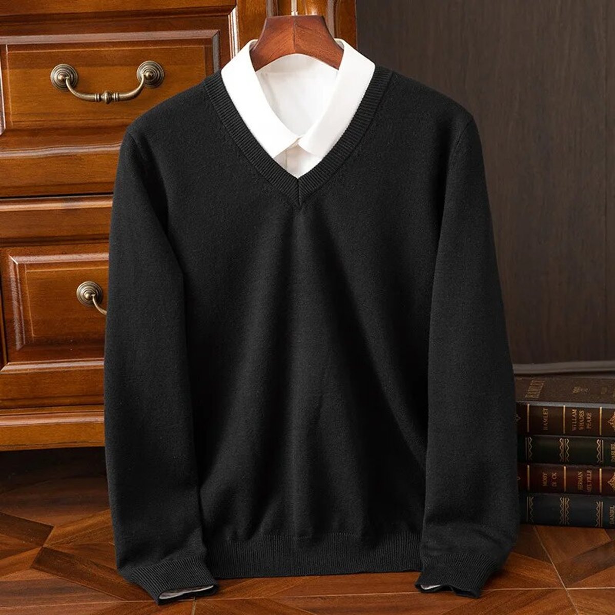 Cashmere Blend Mens V-Neck Knit Jumper | William